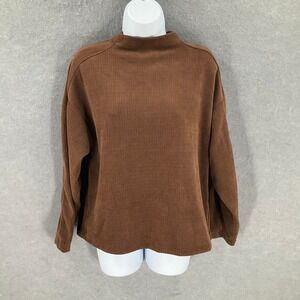 Madewell Top Brown Ribbed Mock Neck Long Sleeve Pullover Women's Size S